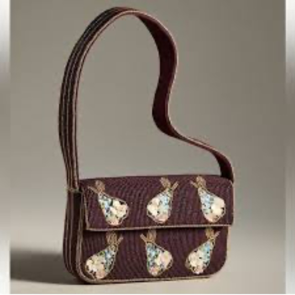 Anthropologie Fiona Plum Beaded Shoulder Bag